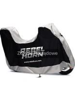 Pokrowiec na motocykl z miejscem na kufer centralny Rebelhorn Shelter czarno-srebrny